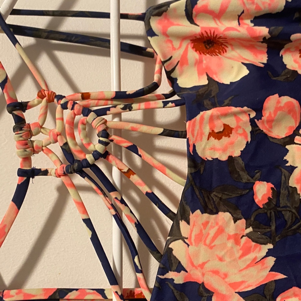 Tori Praver Swimwear Floral Bikini - Navy and Pink - Picture 3 of 5